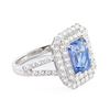 Image 3 : 3.00 ctw Blue Sapphire and 1.38 ctw Diamond 18K White Gold Ring (GIA CERTIFIED)