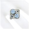 Image 7 : Antique Art Deco 18K Gold Moi et Toi Aquamarine & Sapphire Wheat Engraved Ring