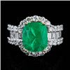 Image 1 : 6.32 ctw Colombian Emerald and 3.27 ctw Diamond Platinum and 18K Yellow Gold Rin