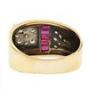 Image 7 : Men's Retro Vintage 14K Gold 0.40 ctw Diamond & Synthetic Ruby Buckle Band Ring