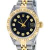 Image 1 : Rolex Ladies Quickset Two Tone Black Pyramid Diamond Datejust 26MM