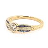 Image 3 : 0.51 ctw K COLOR SI2 CLARITY CENTER Diamond and 0.41 ctw Blue Sapphire 14K Yello