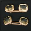 Mens Antique 10K Yellow Gold Dual Sided Bezel Cushion Lemon Quartz Cuff Links