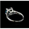 Image 3 : 3.00 ctw Blue Topaz and Diamond Ring - 14KT White Gold