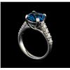 Image 4 : 3.00 ctw Blue Topaz and Diamond Ring - 14KT White Gold