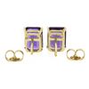 Image 4 : NEW 14k Yellow Gold 2.64 ctw Emerald Cut Prong Set Purple Amethyst Stud Earrings