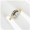 Image 3 : Vintage 14k TT Gold .82 ctw Diamond Textured & Polished Statement Cocktail Ring