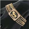 Image 1 : Antique Victorian 10k Gold 6 Strand Gate Link w/ Bloodstone & Gold Lion Bracelet