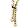 Image 6 : 14k TT Gold Fancy Popcorn Link Chain Lariat Necklace w/ Polished Bead Tassels