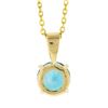 Image 2 : NEW 14k Yellow Gold 1.35 ctw Round Brilliant Blue Zircon Solitaire Pendant & Cha
