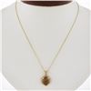 Image 1 : Estate 14K Yellow Gold Oval Citrine & 0.10 ctw Diamond Pendant & Adjustable Chai