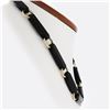 Image 2 : Antique Victorian 14K Gold Alternating Reddish Black Stone & Round Link Necklace