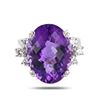Image 1 : 11.00 ctw Amethyst and 0.27 ctw Diamond 14K White Gold Ring