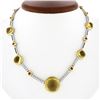 Image 1 : Antonini 18K TT Gold Round Bezel Citrine Diamond Ruby 16.5" Fancy Link Necklace