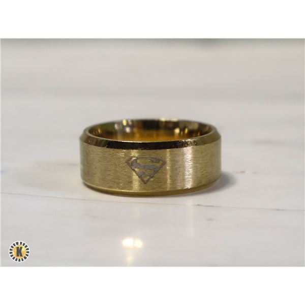 MAN OF STEEL SUPERMAN LOGO RING SZ 8