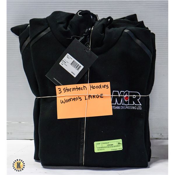 3 STORMTECH BLACK HOODIES, WOMEN'S