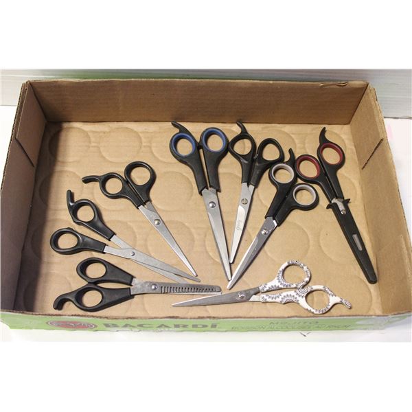 8 PAIRS OF HAIRDRESSING SCISSORS