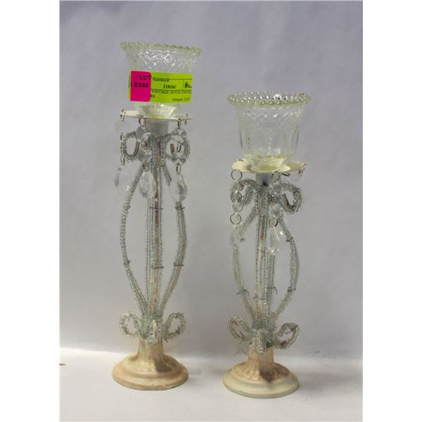SET OF VINTAGE CRYSTAL CANDLE HOLDERS
