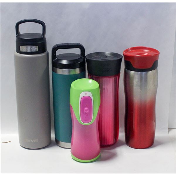 BOX OF DRINKWARE INCLUDING YETIS & TERIUS