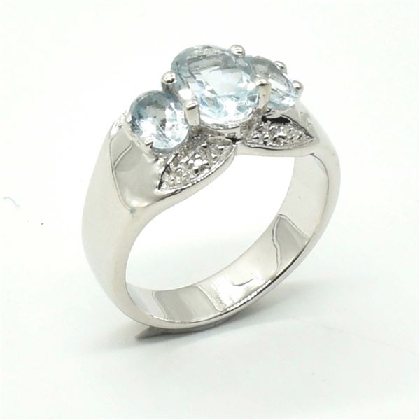 BZ1819-54 SILVER BLUE TOPAZ(1.9CT) RING