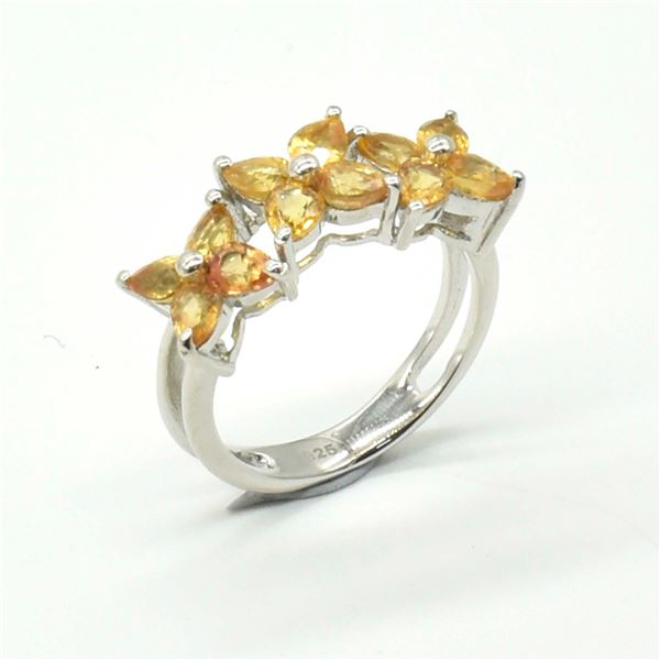 BZ1819-55 SILVER ORANGE SAPPHIRE(2.25CT) RING