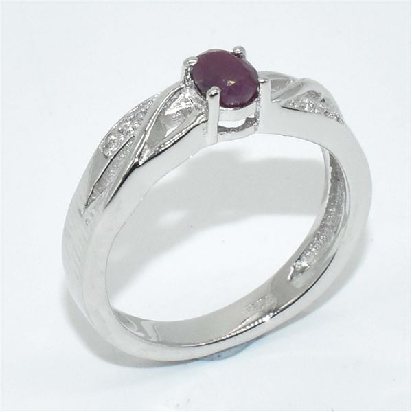 BZ1819-56 SILVER RUBY(0.55CT) RING
