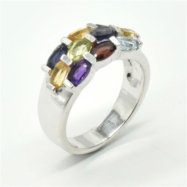 BZ1819-58 SILVER MULTI GEM STONE(1.9CT) PENDANT