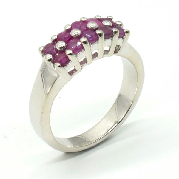 BZ1819-68 SILVER RUBY (0.9CT) RING