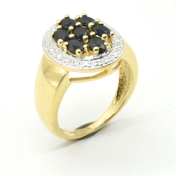 BZ1819-96 GOLDPLATED SAPPHIRE WHITE TOPAZ RING