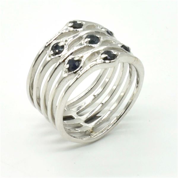 BZ1819-94 SILVER BLUE SAPPHIRE(0.45CT) RING
