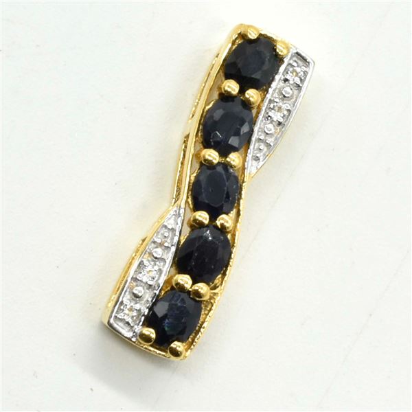 BZ1819-90 GOLD PLATED BLUE SAPPHIRE TOPAZ PENDANT