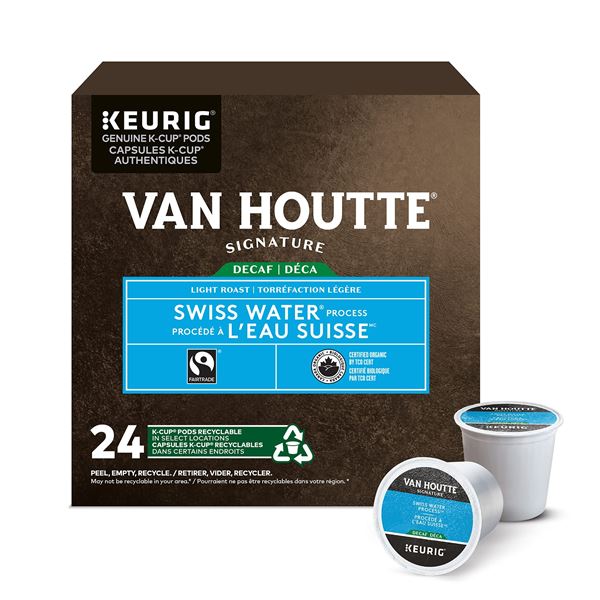 NEW 24 K-CUPS VAN HOUTTE GROUND COFFEE DECAF