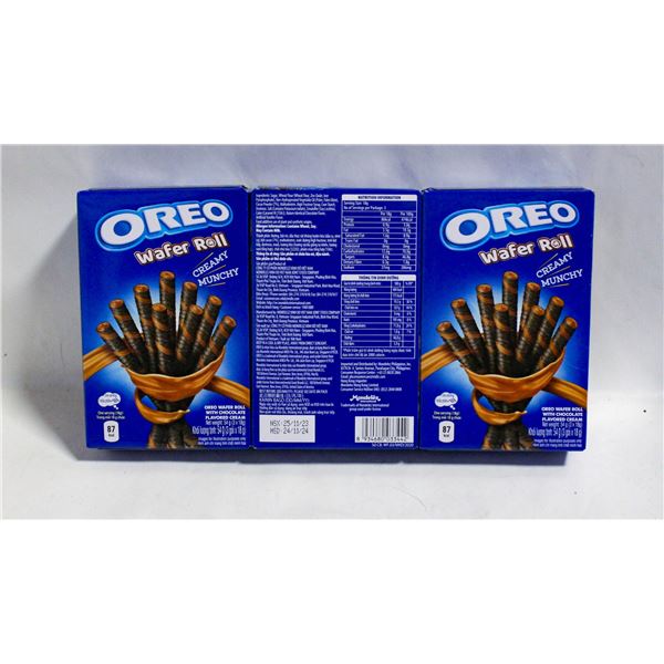 3 NEW BOXES OF OREO WAFER ROLLS WITH CHOCOLATE