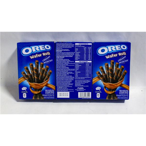 3 NEW BOXES OF OREO WAFER ROLLS WITH CHOCOLATE