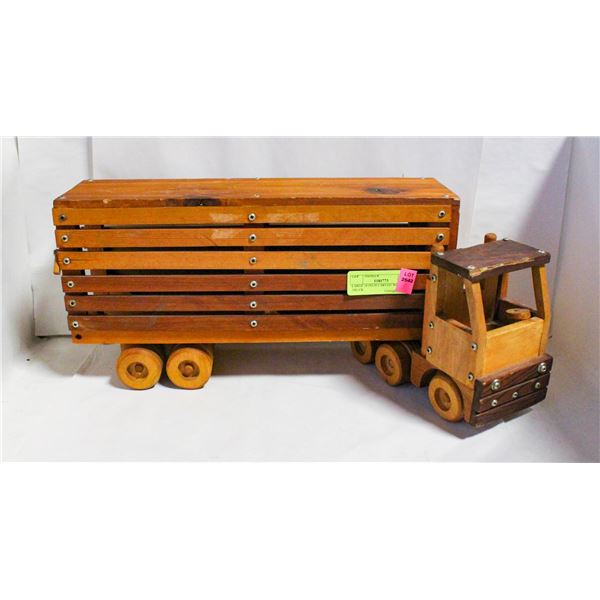 LARGE 16 INCH CARVED WOOD SEMI TRUCK