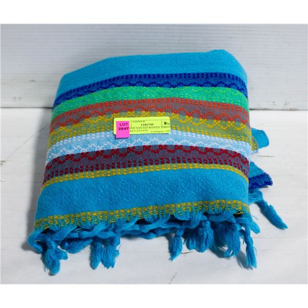 VINTAGE NAVAJO WOVEN THROW BLANKET-ESTATE