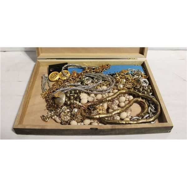 CIGAR BOX FULL OF ESTATE JEWELRY-ESTATE