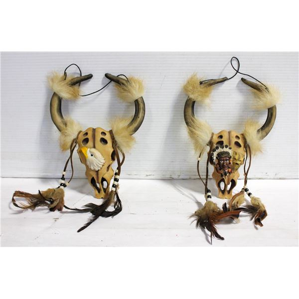 2 - 10" NATIVE SKULL DECORATIONS