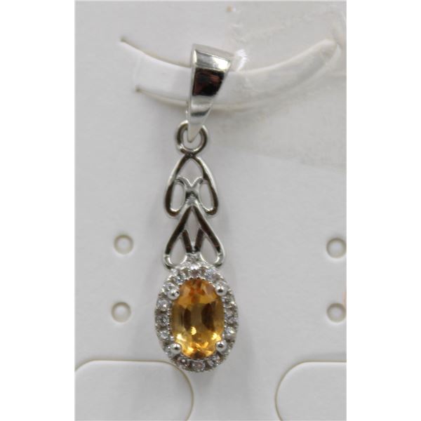 #137-NATURAL YELLOW CITRINE & CZ PENDANT