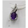 Image 1 : #184-NATURAL PURPLE AMETHYST & CZ PENDANT