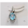 Image 1 : #189-NATURAL SKY BLUE TOPAZ & CZ PENDANT
