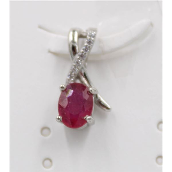 #130-NATURAL RUBY & CZ PENDANT