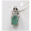 Image 1 : #140-NATURAL GREEN EMERALD & CZ PENDANT