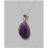 26)   NATURAL PEAR SHAPED AMETHYST PENDANT ON