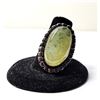 22) NATURAL OVAL PREHENITE SIZE 7.5 RING,
