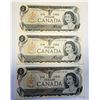 5)  LOT OF 3 CANADIAN UNCIRCULATED $1.00 BILLS