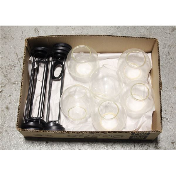 METAL/GLASS OUTDOOR HANGING CANDLES (6)