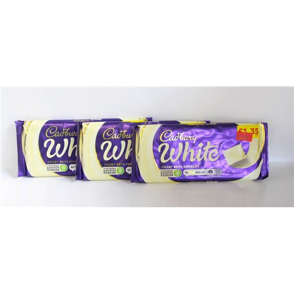 3 NEW CADBURY WHITE CHOCOLATE BARS 100G BARS