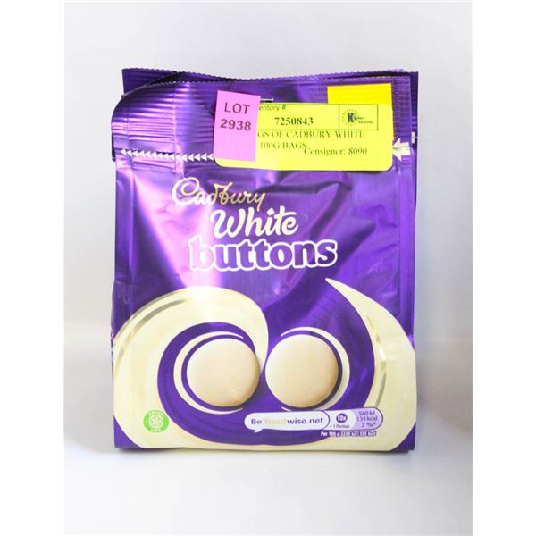 2 NEW BAGS OF CADBURY WHITE BUTTONS 100G BAGS