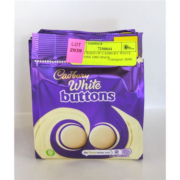 2 NEW BAGS OF CADBURY WHITE BUTTONS 100G BAGS